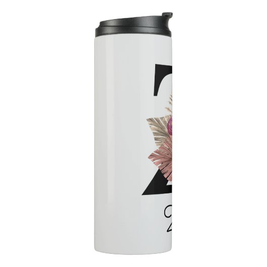 Monogram Pink Boho Girly Floral Initial Z Thermosbecher (Nach links gedreht)