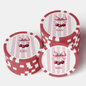 Monogram Pink Bow Cherries Coquette Ästhetik Pokerchips (Stapel)