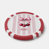 Monogram Pink Bow Cherries Coquette Ästhetik Pokerchips (Einzeln)