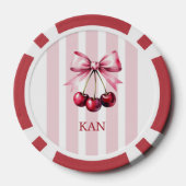 Monogram Pink Bow Cherries Coquette Ästhetik Pokerchips (Rückseite)