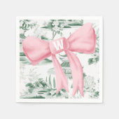 Monogram Pink Bow Chinoiserie Preppy Napkin Serviette (Vorderseite)