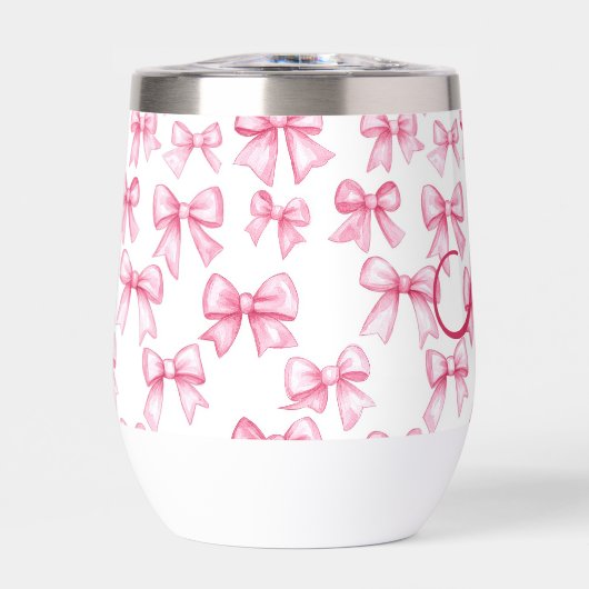 Monogram Pink Bow Coquette Ästhetische Preppy Tren (Vorderseite)