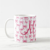 Monogram Pink Bow Coquette Ästhetische Preppy Tren Kaffeetasse (Links)