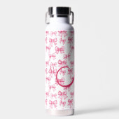 Monogram Pink Bow Coquette Ästhetische Preppy Tren Trinkflasche (Vorne)