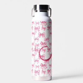 Monogram Pink Bow Coquette Ästhetische Preppy Tren Trinkflasche