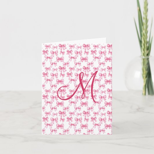 Monogram Pink Bow Coquette Ästhetische Stationieru (Vorderseite)