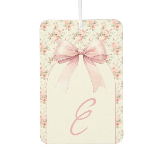 Monogram Pink Bow Coquette Autolufterfrischer (Vorderseite)