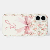 Monogram Pink Bow Coquette Case-Mate iPhone Hülle (Rückseite (Horizontal))