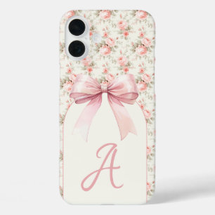 Monogram Pink Bow Coquette iPhone 16 Plus Hülle