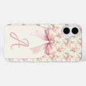 Monogram Pink Bow Coquette Case-Mate iPhone Hülle (Rückseite (Horizontal))