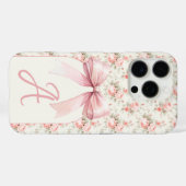 Monogram Pink Bow Coquette Case-Mate iPhone Hülle (Rückseite (Horizontal))