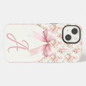 Monogram Pink Bow Coquette iPhone Hülle (Rückseite (Horizontal))