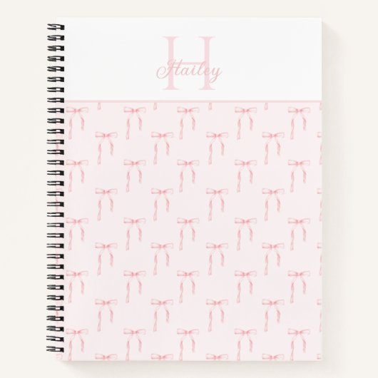 Monogram Pink Bow Notizblock (Vorderseite)