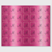 Monogram Pink Bridal Wedding Gold Diamond Frame Geschenkpapier (Flach)