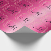 Monogram Pink Bridal Wedding Gold Diamond Frame Geschenkpapier (Ecke)