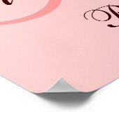Monogram Pink Brown Wedding Reception Sign Poster (Ecke)