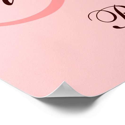Monogram Pink Brown Wedding Reception Sign Poster (Ecke)