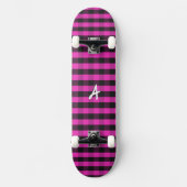 Monogram Pink Buffalo Kariert Rustikaler Karo Gemu Skateboard (Vorderseite)