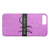 Monogram Pink Burlap Linen Rustic Jute Case-Mate iPhone Hülle (Rückseite (Horizontal))