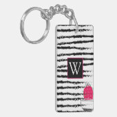 Monogram Pink Cactus pattern Schlüsselanhänger (Vorderseite links)