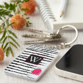 Monogram Pink Cactus pattern Schlüsselanhänger (Vorderseite rechts)