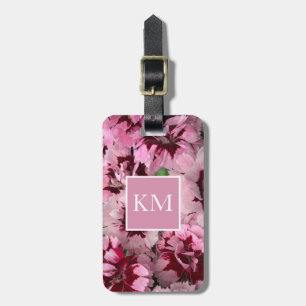 Monogram Pink Carnation Januar Geburtstagsfeier Bl Gepäckanhänger