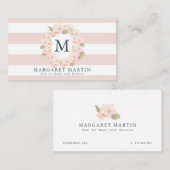 Monogram Pink Cherry Blossom Wreath Mommy Telefonnummerkarte (Vorne/Hinten)