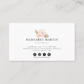 Monogram Pink Cherry Blossom Wreath Visitenkarte (Rückseite)