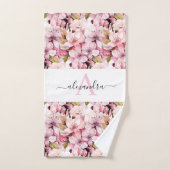 Monogram Pink Cherry Blossoms Towel Set (Handtuch)