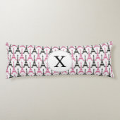 Monogram Pink Chic Eiffelturm-Muster Seitenschläferkissen (Rückseite)
