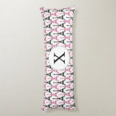 Monogram Pink Chic Eiffelturm-Muster Seitenschläferkissen (Rückseite (Vertikal))