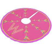 Monogram Pink Christmas Geometric Rainbow Strip Polyester Weihnachtsbaumdecke (Schrägansicht)