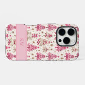 Monogram Pink Christmas Tree Phone Case iPhone Hülle (Rückseite (Horizontal))