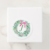 Monogram Pink Christmas Wreath Gift Tag Geschenkanhänger (Beispiel)