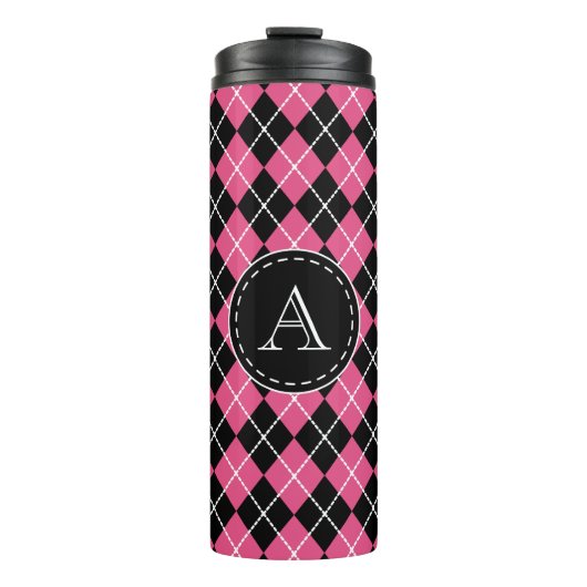 Monogram Pink Coffee Tumbler Thermosbecher (Vorderseite)