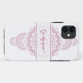 Monogram Pink Confetti Lace Ornamental Mandala Case-Mate iPhone Hülle (Rückseite (Horizontal))