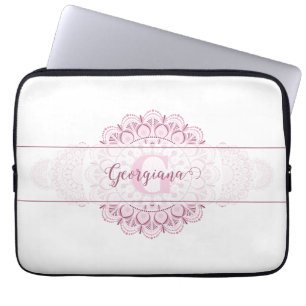Monogram Pink Confetti Lace Ornamental Mandala Laptopschutzhülle