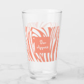 Monogram Pink Corp Striped Zebra Muster Trendy Glas (Rückseite)
