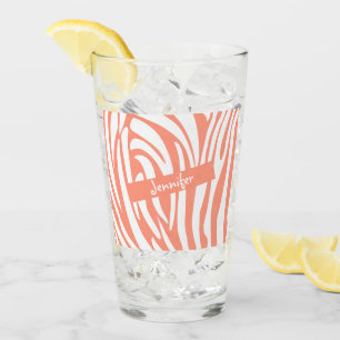 Monogram Pink Corp Striped Zebra Muster Trendy Glas