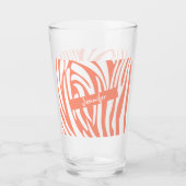 Monogram Pink Corp Striped Zebra Muster Trendy Glas (Vorderseite)