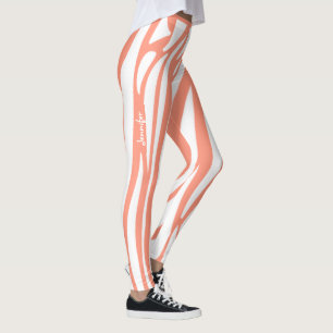 Monogram Pink Corp Striped Zebra Muster Trendy Leggings
