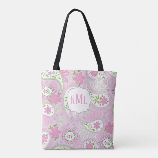 Monogram Pink Custom Hübsch Paisley Tasche (Rückseite)