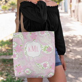 Monogram Pink Custom Hübsch Paisley Tasche