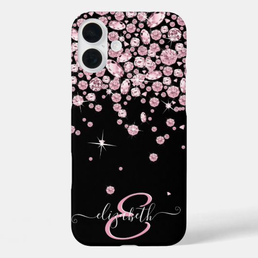 Monogram Pink Diamond Jewels Case-Mate iPhone Hülle (Rückseite)