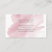 Monogram Pink Feminine Watercolor Wash Splash Visitenkarte (Rückseite)
