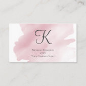 Monogram Pink Feminine Watercolor Wash Splash Visitenkarte (Vorderseite)