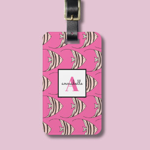 Monogram Pink Fish Muster Gepäckanhänger