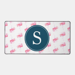 Monogram Pink Flamingo Niedlich Schreibtischunterlage