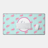 Monogram Pink Flamingo Niedlich Schreibtischunterlage (Tastatur & Maus)
