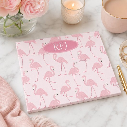 Monogram Pink Flamingos Post-it Klebezettel